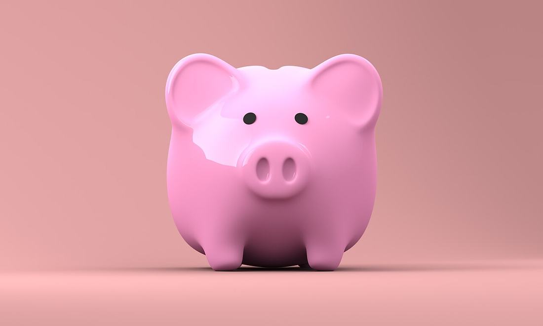 A piggy bank on a pink background