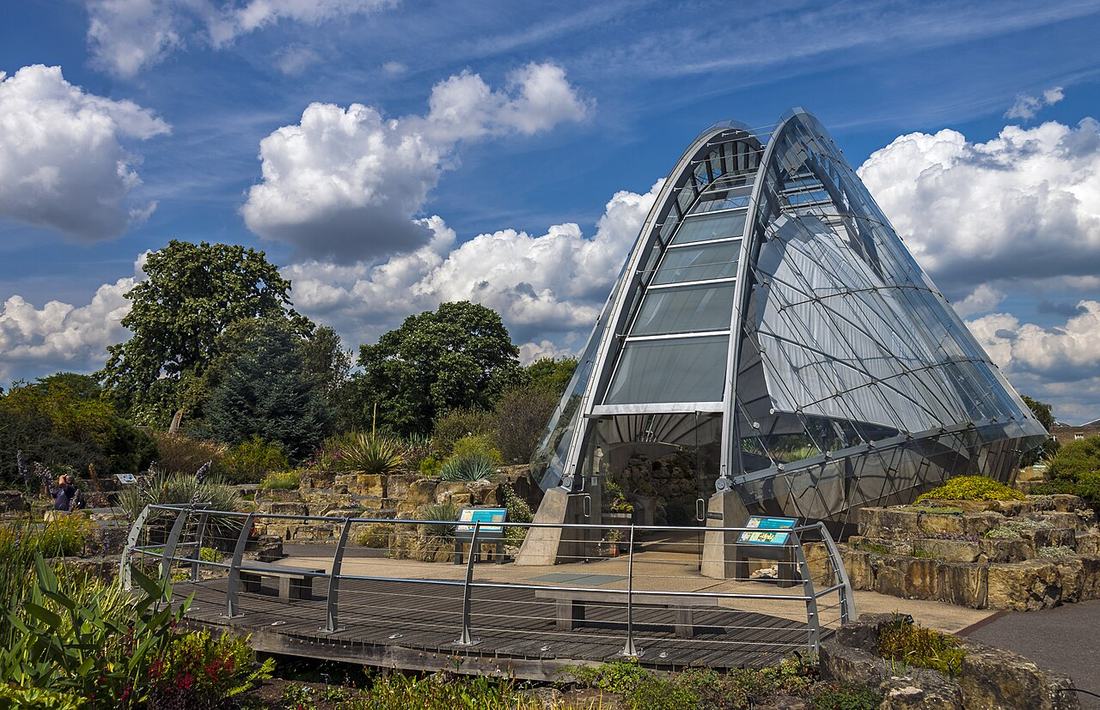 A glasshouse in a botanical garden