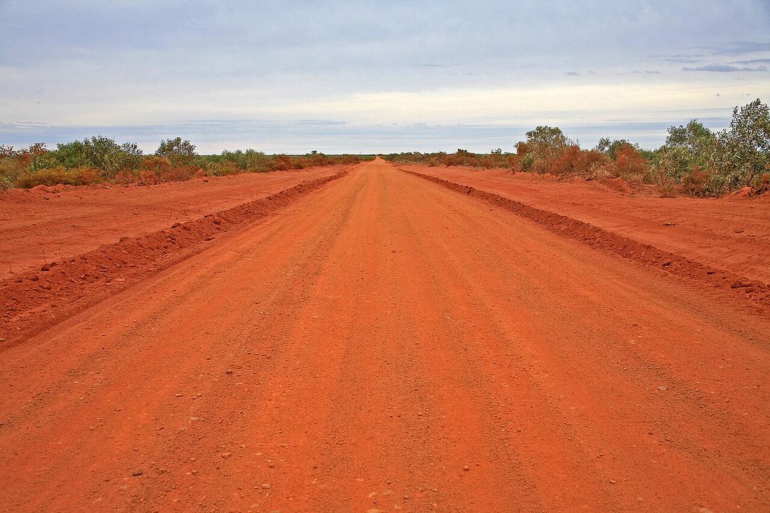 A corrugated dirt road in the Australian outback