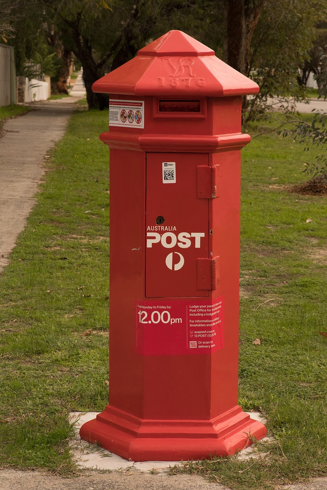 A red post box in Bassendean, Western Australia
