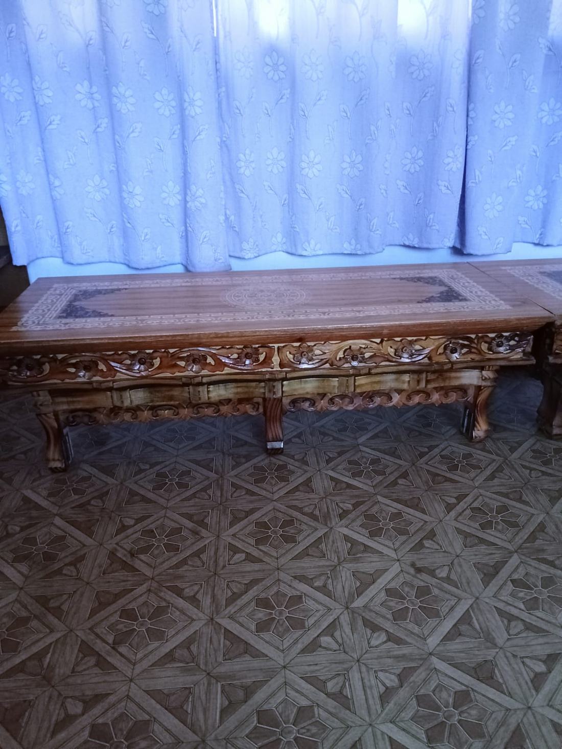 A wooden dining table